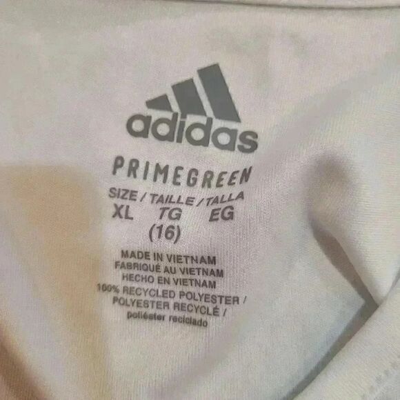 Adidas Girl's White Poly Short Sleeve Foil Rainbow Graphic Scoop Neck T-Shirt NE - Picture 3 of 10